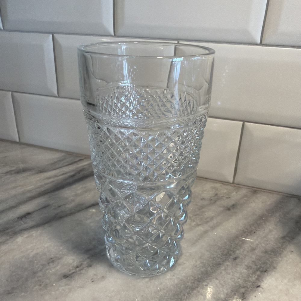 5 Vintage Anchor Hocking Wexford Tumblers Diamond Pattern Clear Glass GW0021 - Picture 2 of 10